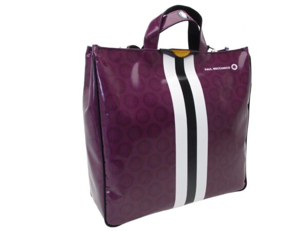 MAXI TOTE BAG VIOLET AND WHITE COLOURS. AIRSTONE MODEL MADE OF LORRY TARPAULIN. - Unique Pieces Paul Meccanico