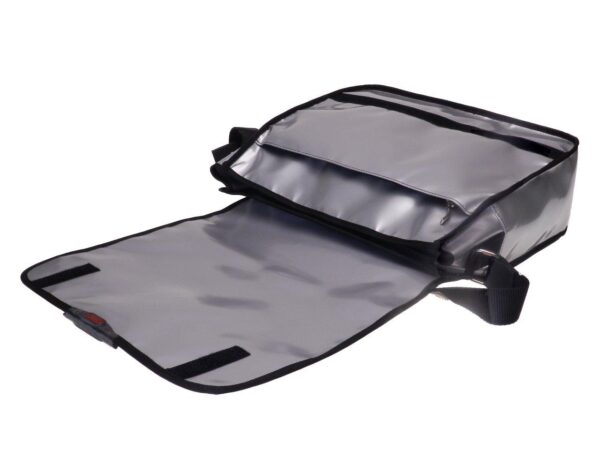 SILVER MESSENGER BAG WITH METALLIC LOGO. MODEL SPOT XL MADE OF LORRY TARPAULIN. - Limited Edition Paul Meccanico