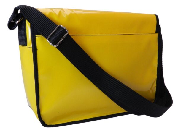 MESSENGER BAG YELLOW COLOUR WITH METALLIC LOGO. SPOT MODEL MADE OF LORRY TARPAULIN. - Limited Edition Paul Meccanico