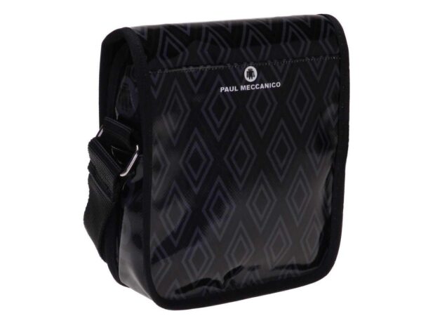 ORGANIZER SHOULDER BAG BLACK AND GREY COLOURS RHOMBUS PATTERN. MIPOK MODEL MADE OF LORRY TARPAULIN. - Unique Pieces Paul Meccanico
