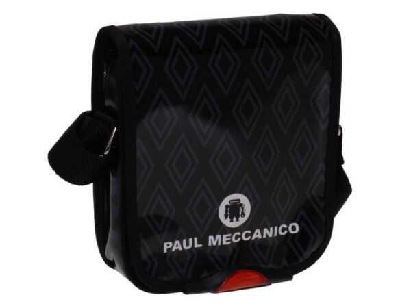 ORGANIZER SHOULDER BAG BLACK AND GREY COLOURS RHOMBUS PATTERN. MIPOK MODEL MADE OF LORRY TARPAULIN. - Unique Pieces Paul Meccanico