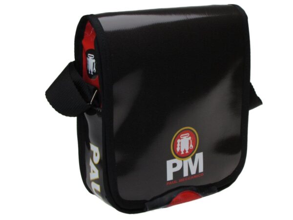 ORGANIZER SHOULDER BAG BLACK AND RED COLOURS. MODEL MIPOK MADE OF LORRY TARPAULIN. - Unique Pieces Paul Meccanico