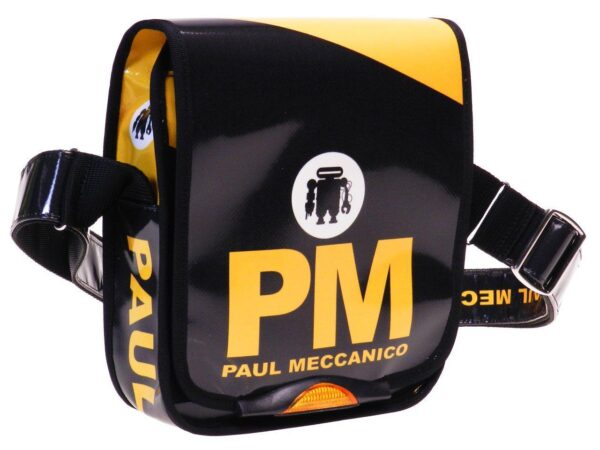 ORGANIZER SHOULDER BAG BLACK AND YELLOW COLOURS. MIPOK MODEL BY PAUL MECCANICO. - Unique Pieces Paul Meccanico