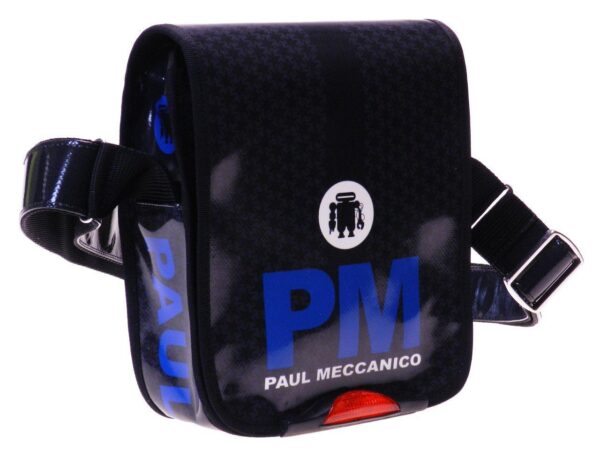 ORGANIZER SHOULDER BAG MADE OF LORRY TARPAULIN BLACK COLOR. MIPOK MODEL BY PAUL MECCANICO. - Unique Pieces Paul Meccanico