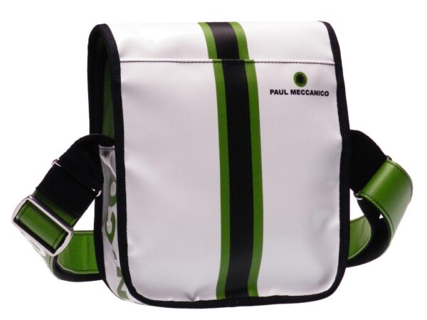 ORGANIZER SHOULDER BAG PAUL MECCANICO. MIPOK MODEL WHITE AND GREEN COLOURS. - Unique Pieces Paul Meccanico