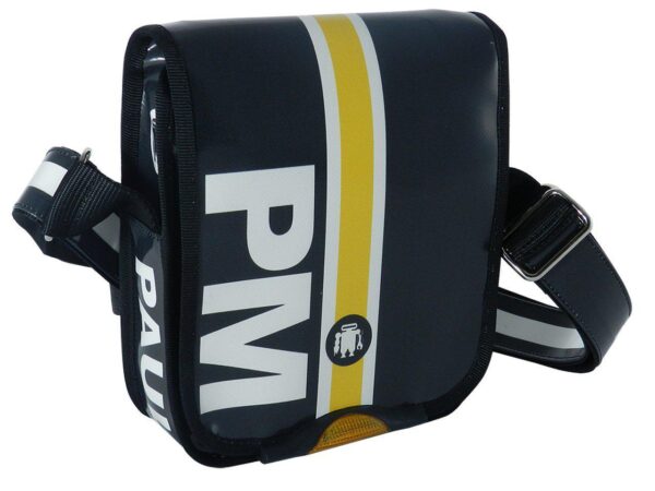 ORGANIZER SHOULDER BAG PAUL MECCANICO. MODEL MIPOK COLOUR BLACK WITH PAUL MECCANICO PATTERN. - Unique Pieces Paul Meccanico