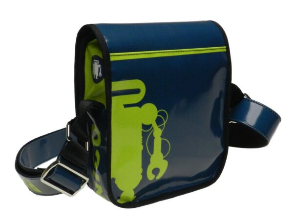 ORGANIZER SHOULDER BAG PAUL MECCANICO. MODEL MIPOK COLOUR BLUE AND FLUO GREEN. - Unique Pieces Paul Meccanico