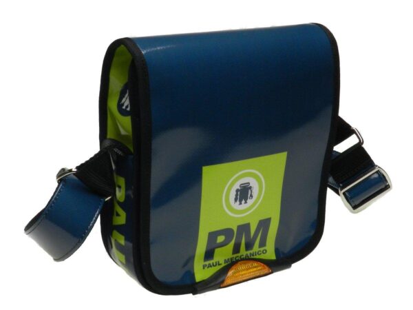 ORGANIZER SHOULDER BAG PAUL MECCANICO. MODEL MIPOK COLOUR BLUE AND FLUO GREEN. - Unique Pieces Paul Meccanico
