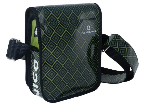 ORGANIZER SHOULDER BAG PAUL MECCANICO. MODEL MIPOK COLOUR OLIVE GREEN AND KAKI WITH GEOMETRICAL PATTERN. - Unique Pieces Paul Meccanico