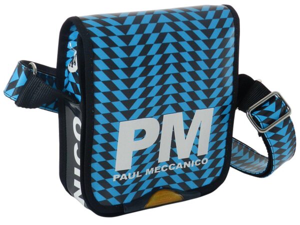 ORGANIZER SHOULDER BAG PAUL MECCANICO. MODEL MIPOK COLOUR TURQUOISE AND BLACK WITH GEOMETRICAL PATTERN. - Unique Pieces Paul Meccanico