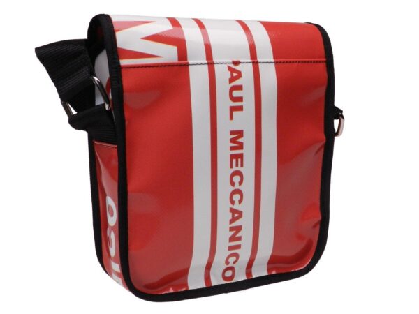ORGANIZER SHOULDER BAG RED AND WHITE COLOURS. MODEL MIPOK MADE OF LORRY TARPAULIN. - Unique Pieces Paul Meccanico