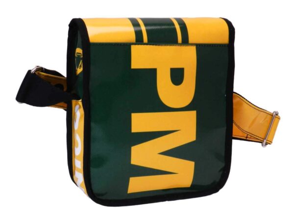 ORGANIZER SHOULDER BAG YELLOW AND GREE COLOURS. MIPOK MODEL MADE OF LORRY TARPAULIN. - Unique Pieces Paul Meccanico