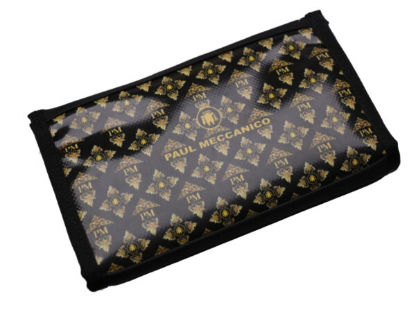 LARGE WOMEN'S WALLET BLACK AND GOLD LIBERTY FANTASY. MODEL PIT MADE OF LORRY TARPAULIN. - Limited Edition Paul Meccanico