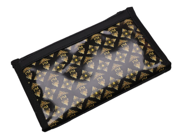 LARGE WOMEN'S WALLET BLACK AND GOLD LIBERTY FANTASY. MODEL PIT MADE OF LORRY TARPAULIN. - Limited Edition Paul Meccanico