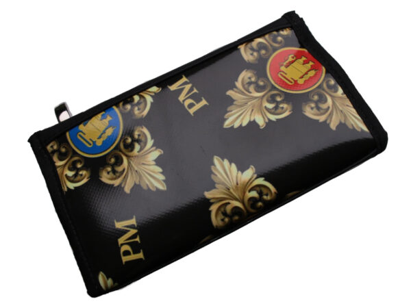 LARGE BLACK WOMEN'S WALLET LIBERTY FANTASY. MODEL PIT MADE OF LORRY TARPAULIN. - Limited Edition Paul Meccanico