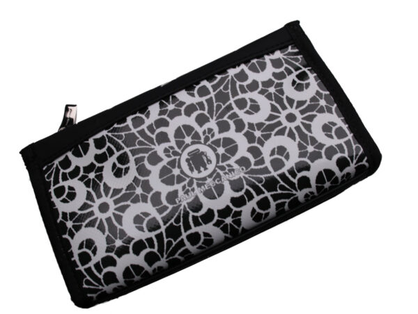 LARGE BLACK AND WHITE WOMEN'S WALLET. MODEL PIT MADE OF LORRY TARPAULIN. - Limited Edition Paul Meccanico