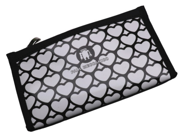 LARGE WOMEN'S WALLET BLACK AND WHITE "HEARTS". MODEL PIT MADE OF LORRY TARPAULIN. - Limited Edition Paul Meccanico