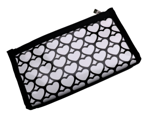 LARGE WOMEN'S WALLET BLACK AND WHITE "HEARTS". MODEL PIT MADE OF LORRY TARPAULIN. - Limited Edition Paul Meccanico