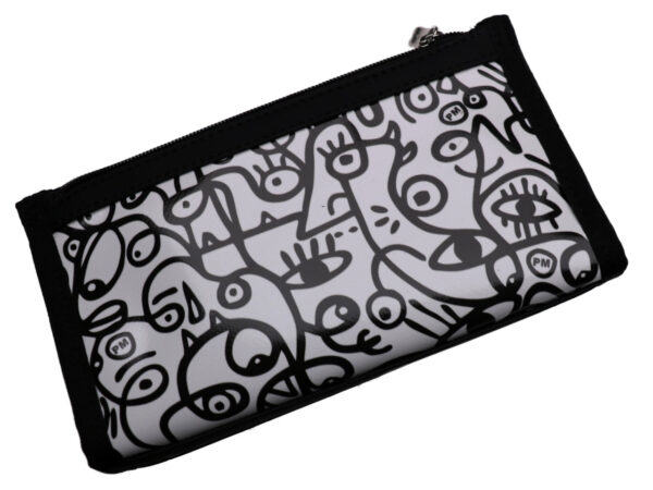 LARGE WOMEN'S WALLET BLACK AND WHITE "FACES". MODEL PIT MADE OF LORRY TARPAULIN. - Limited Edition Paul Meccanico