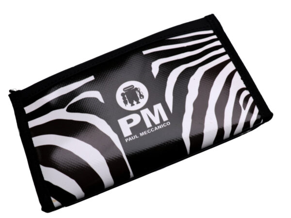 LARGE WOMEN'S WALLET ZEBRA PATTERN BLACK AND WHITE. MODEL PIT MADE OF LORRY TARPAULIN. - Limited Edition Paul Meccanico