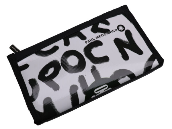 LARGE WOMEN'S WALLET BLACK AND WHITE "LETTERS". MODEL PIT MADE OF LORRY TARPAULIN. - Limited Edition Paul Meccanico
