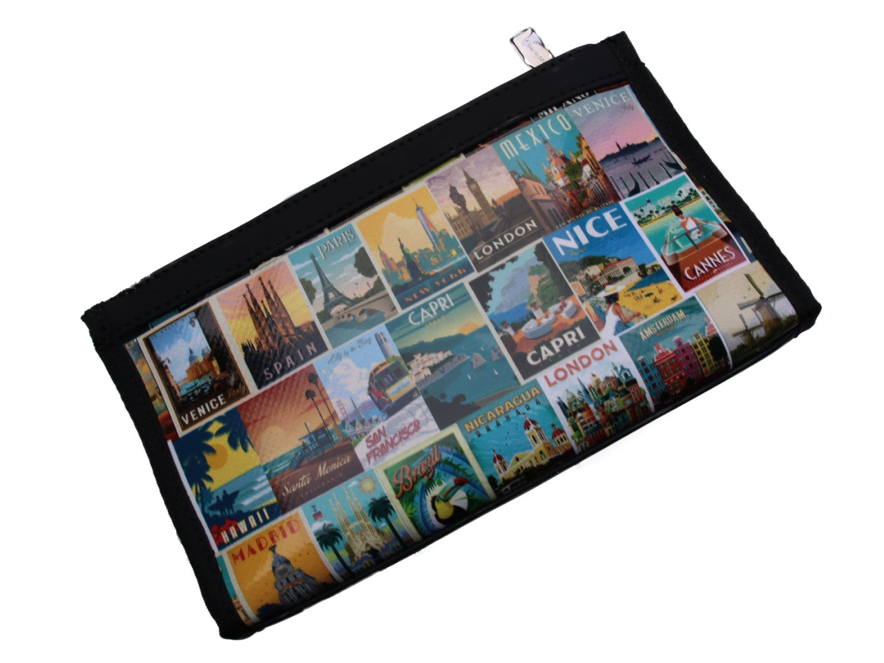 PORTAFOGLIO GRANDE DA DONNA "CITTÀ DEL MONDO". FOSSA MODELLO REALIZZATA CON TELONI DI CAMION. - Edizione limitata Paul Meccanico
