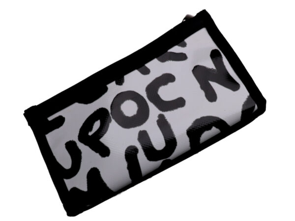 LARGE WOMEN'S WALLET BLACK AND WHITE "LETTERS". MODEL PIT MADE OF LORRY TARPAULIN. - Limited Edition Paul Meccanico