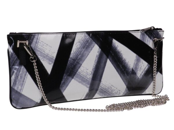 POCHETTE PAUL MECCANICO BLACK AND WHITE. RIBELLA MODEL MADE OF LORRY TARPAULIN. - Unique Pieces Paul Meccanico