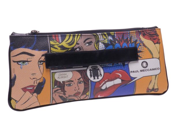 POCHETTE PAUL MECCANICO IN HAMMERED FAUX LEATHER. MODEL RIBELLA CARTOON FANTASY. - Unique Pieces Paul Meccanico