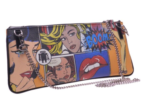 POCHETTE PAUL MECCANICO IN HAMMERED FAUX LEATHER. MODEL RIBELLA CARTOON FANTASY. - Unique Pieces Paul Meccanico
