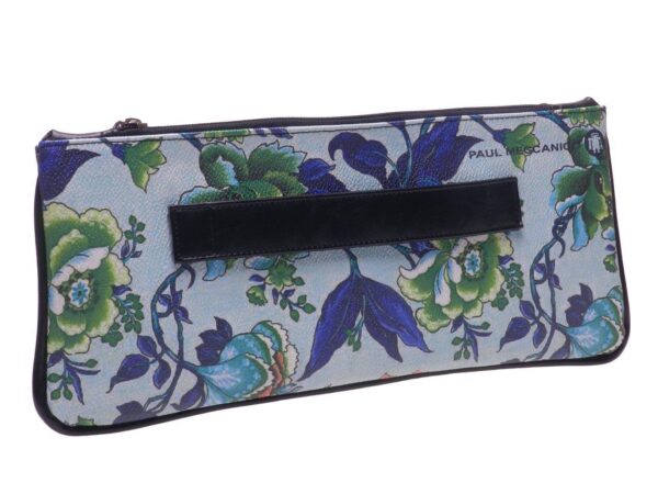 POCHETTE PAUL MECCANICO IN HAMMERED FAUX LEATHER. RIBELLA MODEL WHITE COLOR FLORAL FANTASY. - Unique Pieces Paul Meccanico