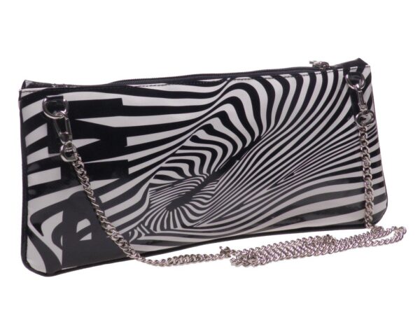 POCHETTE PAUL MECCANICO IN LORRY TARPAULIN. RIBELLA MODEL OPTICAL BLACK AND WHITE FANTASY. - Unique Pieces Paul Meccanico