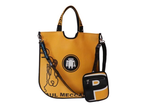 PRACTICAL AND VERSATILE WOMEN'S FLAT BAG YELLOW COLOUR. FLAT MODEL MADE OF HAMMERED FAUX LEATHER. - Paul Meccanico