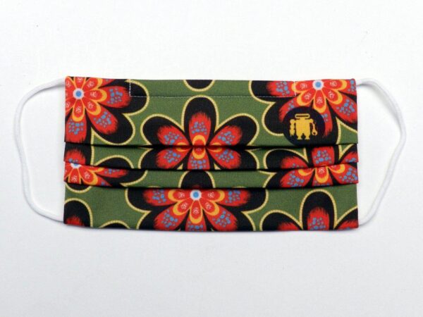 REUSABLE MASK DARK GREEN COLOUR FLORAL FANTASY WITH 3 FILTERS INCLUDED. - Paul Meccanico