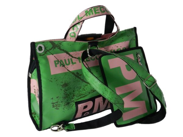 SHOPPER BAG / BACKPACK PAUL MECCANICO. MODEL PEPE BOING GREEN COLOURS WITH VINTAGE EFFECT. - Unique Pieces Paul Meccanico