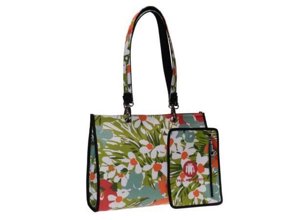 SHOPPER BAG FLORAL FANTASY. PEPE MODEL MADE OF CRUELTY FREE LEATHER. - Unique Pieces Paul Meccanico