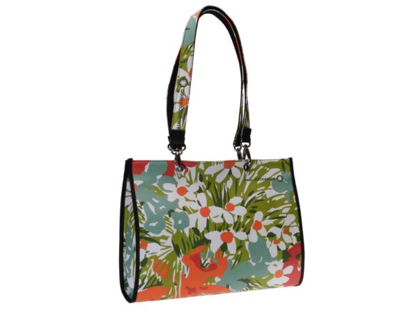 SHOPPER BAG FLORAL FANTASY. PEPE MODEL MADE OF CRUELTY FREE LEATHER. - Unique Pieces Paul Meccanico