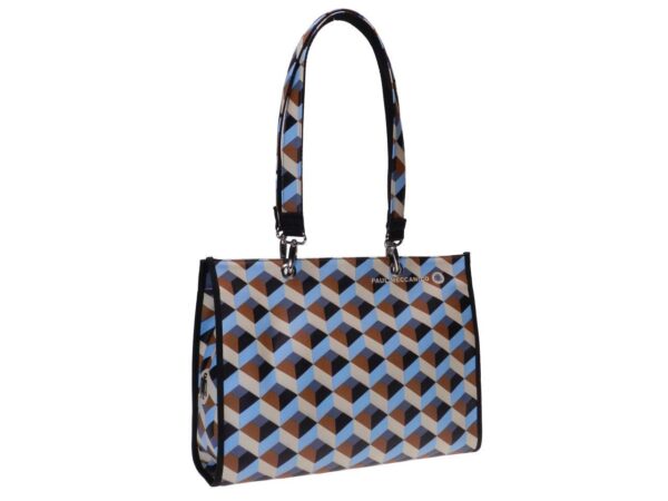 SHOPPER BAG GEOMETRIC FANTASY. PEPE MODEL MADE OF CRUELTY FREE LEATHER. - Unique Pieces Paul Meccanico