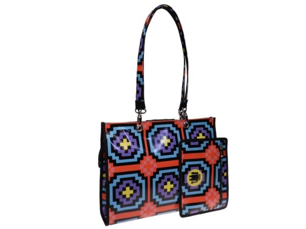 SHOPPER BAG MULTICOLOR GAME STYLE. PEPE MODEL MADE OF LORRY TARPAULIN. - Unique Pieces Paul Meccanico