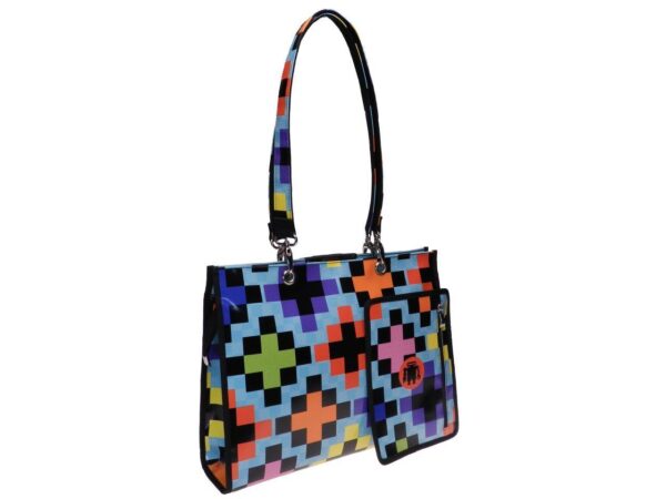 SHOPPER BAG MULTICOLOR GAME STYLE. PEPE MODEL MADE OF LORRY TARPAULIN. - Unique Pieces Paul Meccanico
