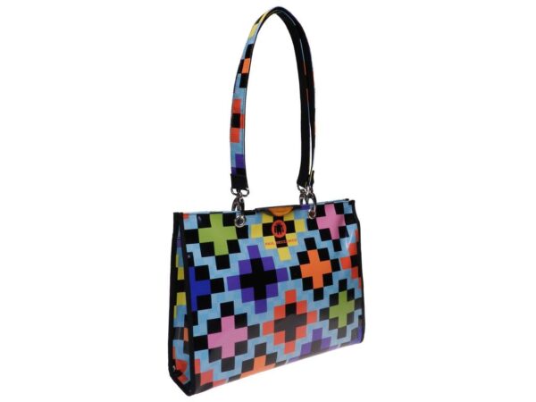 SHOPPER BAG MULTICOLOR GAME STYLE. PEPE MODEL MADE OF LORRY TARPAULIN. - Unique Pieces Paul Meccanico