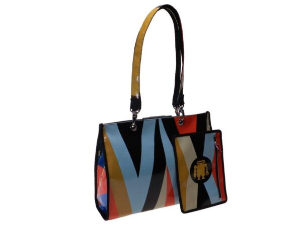 SHOPPER BAG MULTICOLOR GEOMETRIC FANTASY. PEPE MODEL MADE OF LORRY TARPAULIN. - Unique Pieces Paul Meccanico