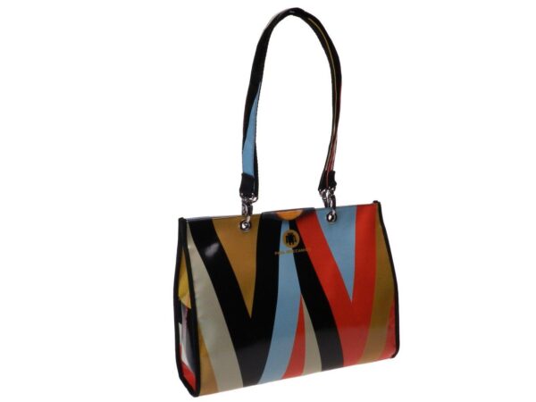 SHOPPER BAG MULTICOLOR GEOMETRIC FANTASY. PEPE MODEL MADE OF LORRY TARPAULIN. - Unique Pieces Paul Meccanico