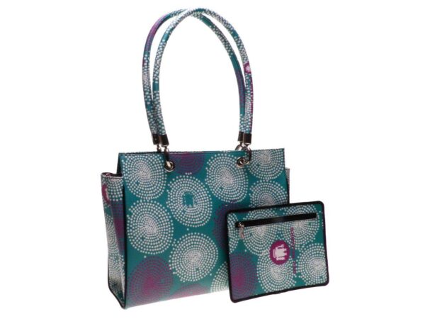 SHOPPER BAG PAUL MECCANICO MADE OF HAMMERED SYNTHETIC LEATHER. PEPE EVOLUTION MODEL GREEN COLOUR OPTICAL FANTASY. - Unique Pieces Paul Meccanico