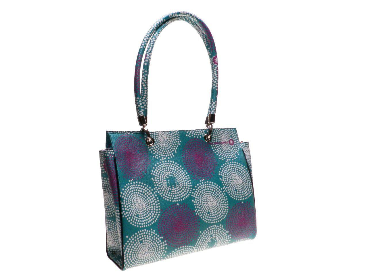 SHOPPER BAG PAUL MECCANICO MADE OF HAMMERED SYNTHETIC LEATHER. PEPE EVOLUTION MODEL GREEN COLOUR OPTICAL FANTASY. - Unique Pieces Paul Meccanico