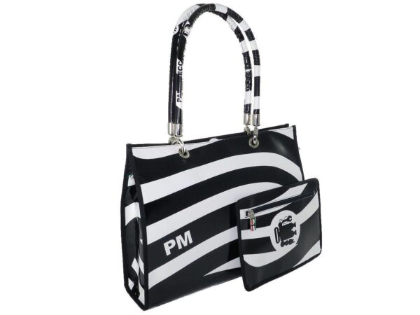 SHOPPER BAG PAUL MECCANICO. MODEL PEPE EVOLUTION BLACK & WHITE FANTASY. - Unique Pieces Paul Meccanico