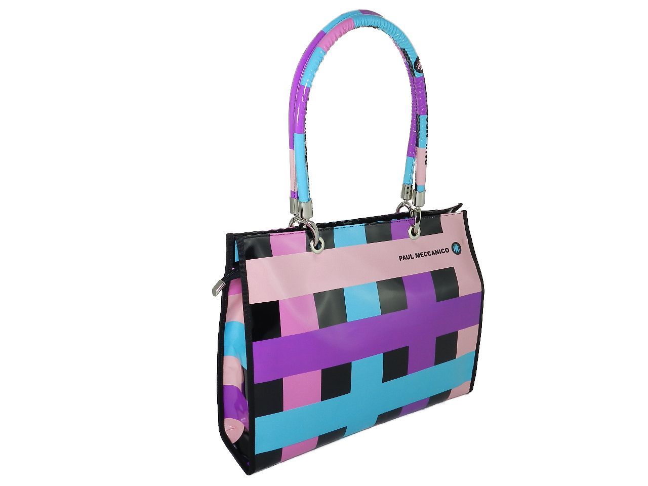 SHOPPER BAG PAUL MECCANICO. MODEL PEPE EVOLUTION MULTICOLOR WITH STRAW FANTASY. - Unique Pieces Paul Meccanico