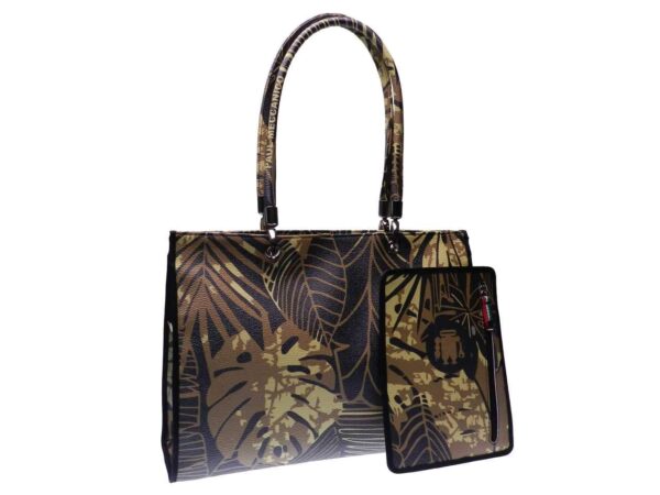 SHOPPER BAG PAUL MECCANICO PALM FANTASY. PEPE MODEL MADE OF HAMMERED FAUX LEATHER. - Unique Pieces Paul Meccanico