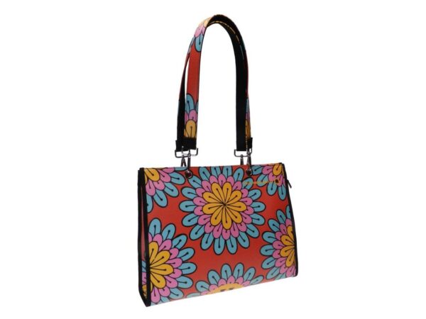 SHOPPER BAG RED COLOUR FLORAL FANTASY. PEPE MODEL MADE OF SOFT SYNTHETIC LEATHER. - Unique Pieces Paul Meccanico
