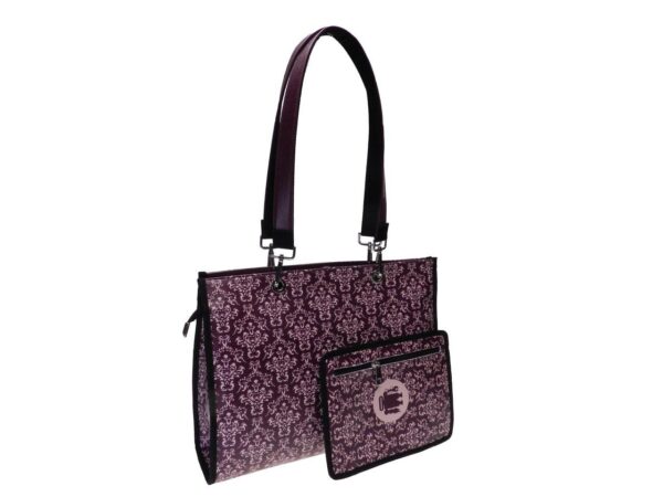 SHOPPER BAG VIOLET AND PINK COLOUR WITH ARRAS PATTERN. PEPE MODEL MADE OF SOFT SYNTHETIC LEATHER. - Unique Pieces Paul Meccanico